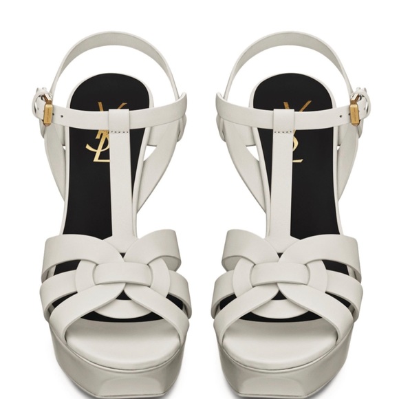 White Saint Laurent Tribute Sandals 75 *HARD TO FIND!* - Picture 2 of 11
